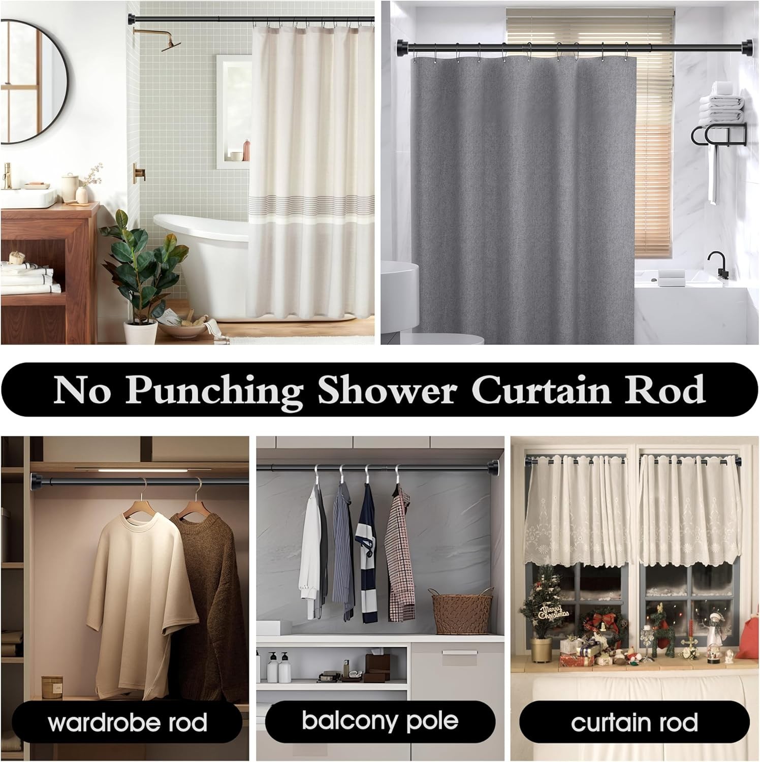 Versatile Stainless Steel Shower Curtain Rod 28.4-51.1in Perfect for Homes
