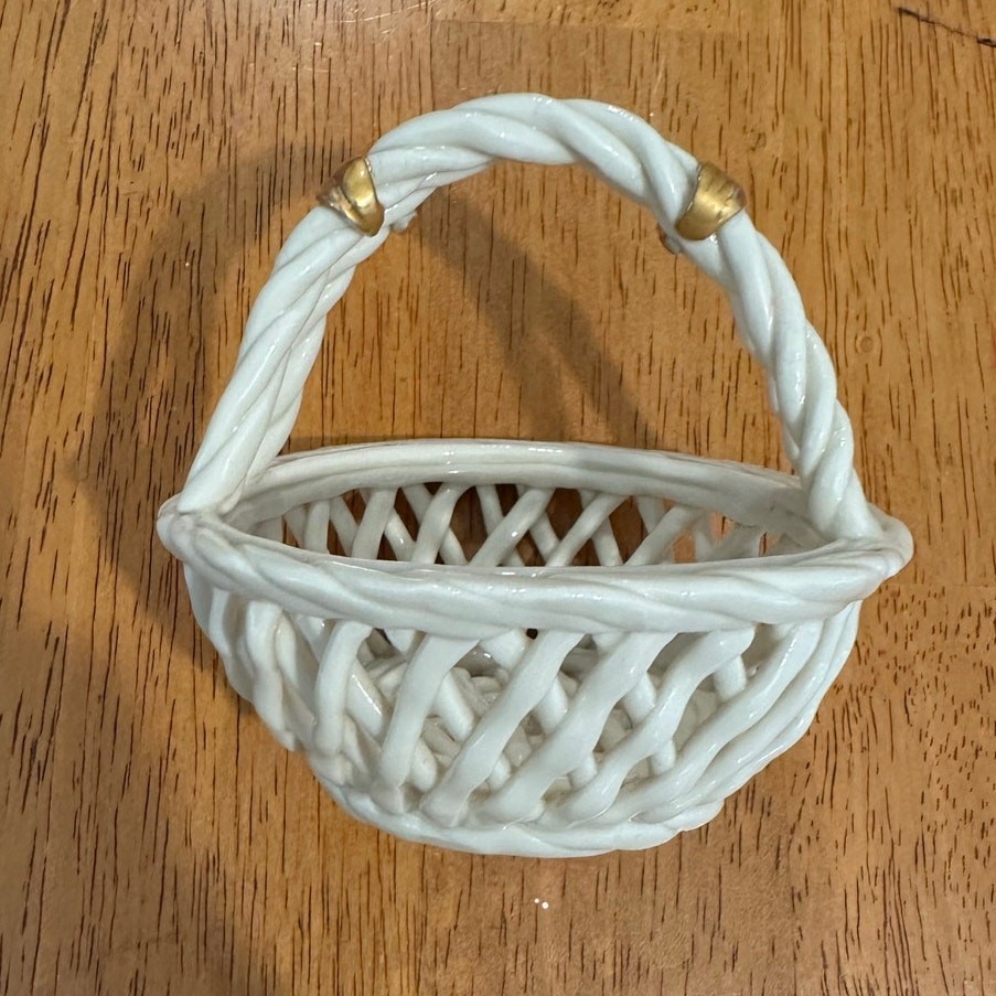 Small Ceramic Woven basket Vintage