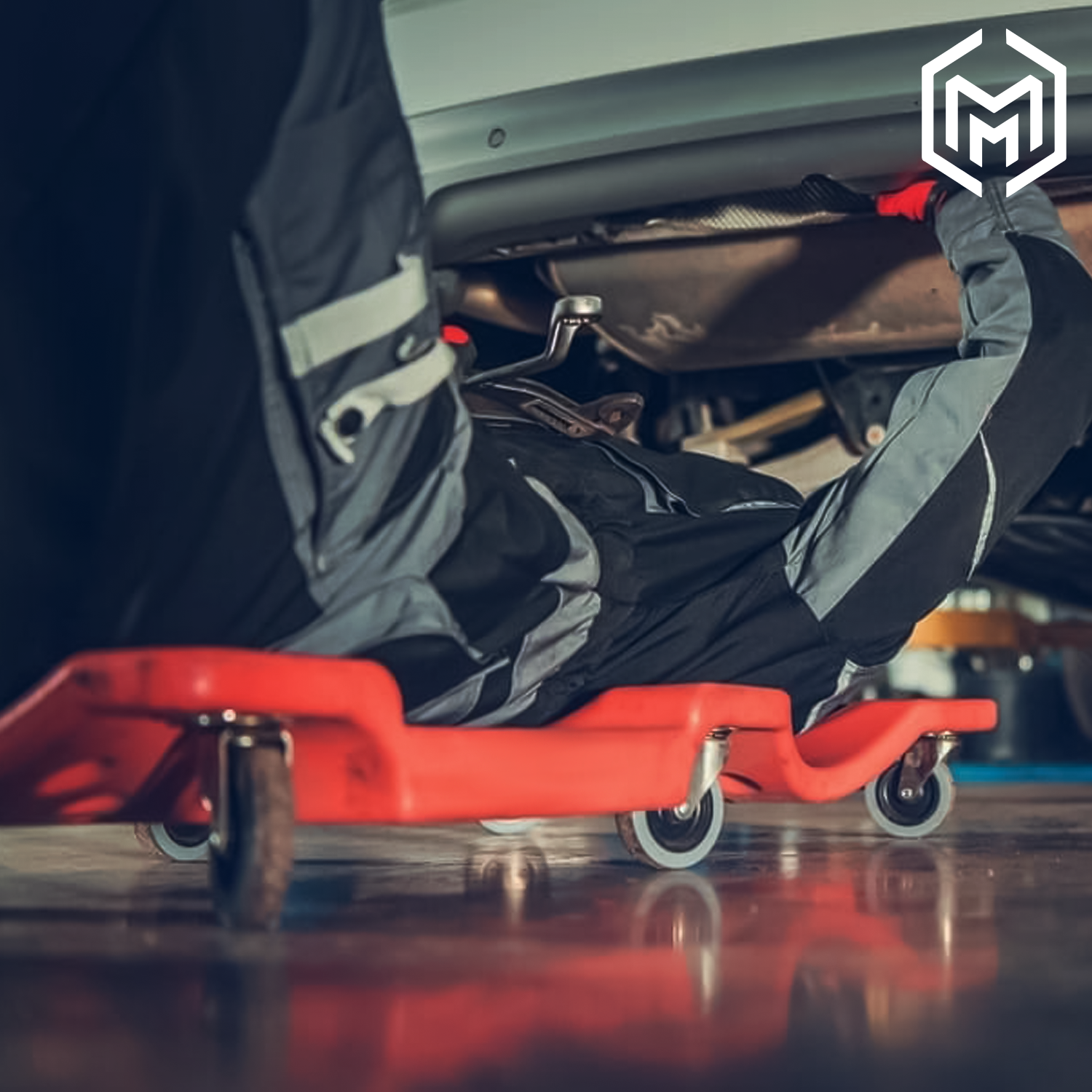 36" Red Rolling Low Profile Creeper Automotive Garage Repair w/Papped Head Rest