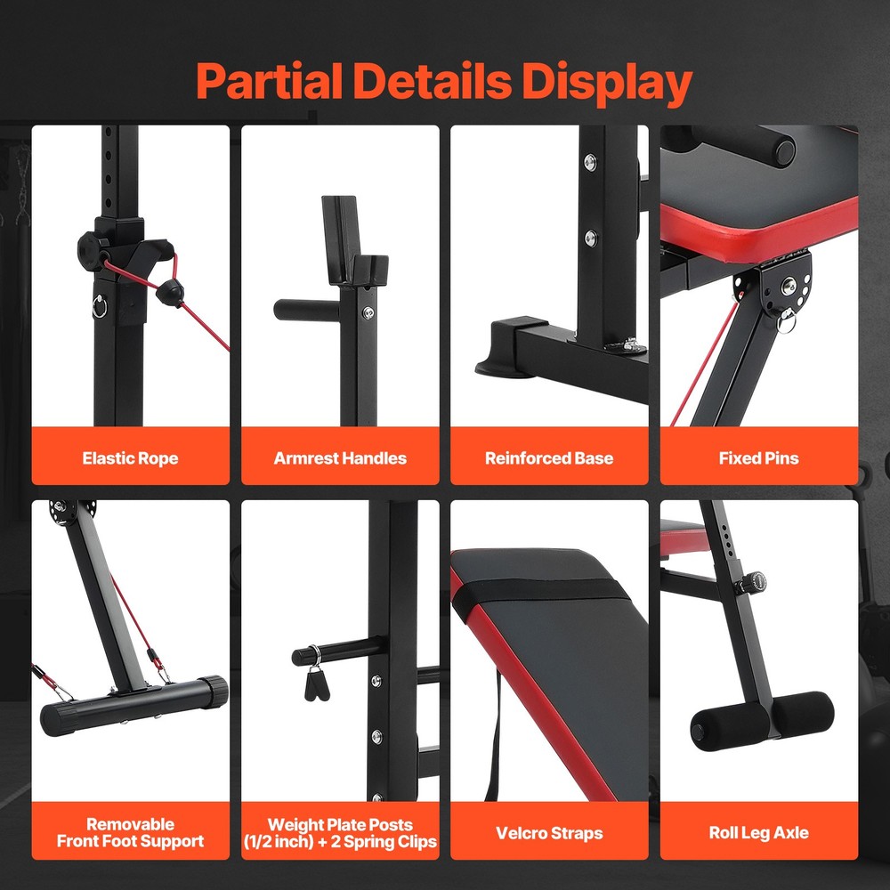 Uimoso Weight Bench Sit up Bench Home Gym Strength Training Adjustable Foldable