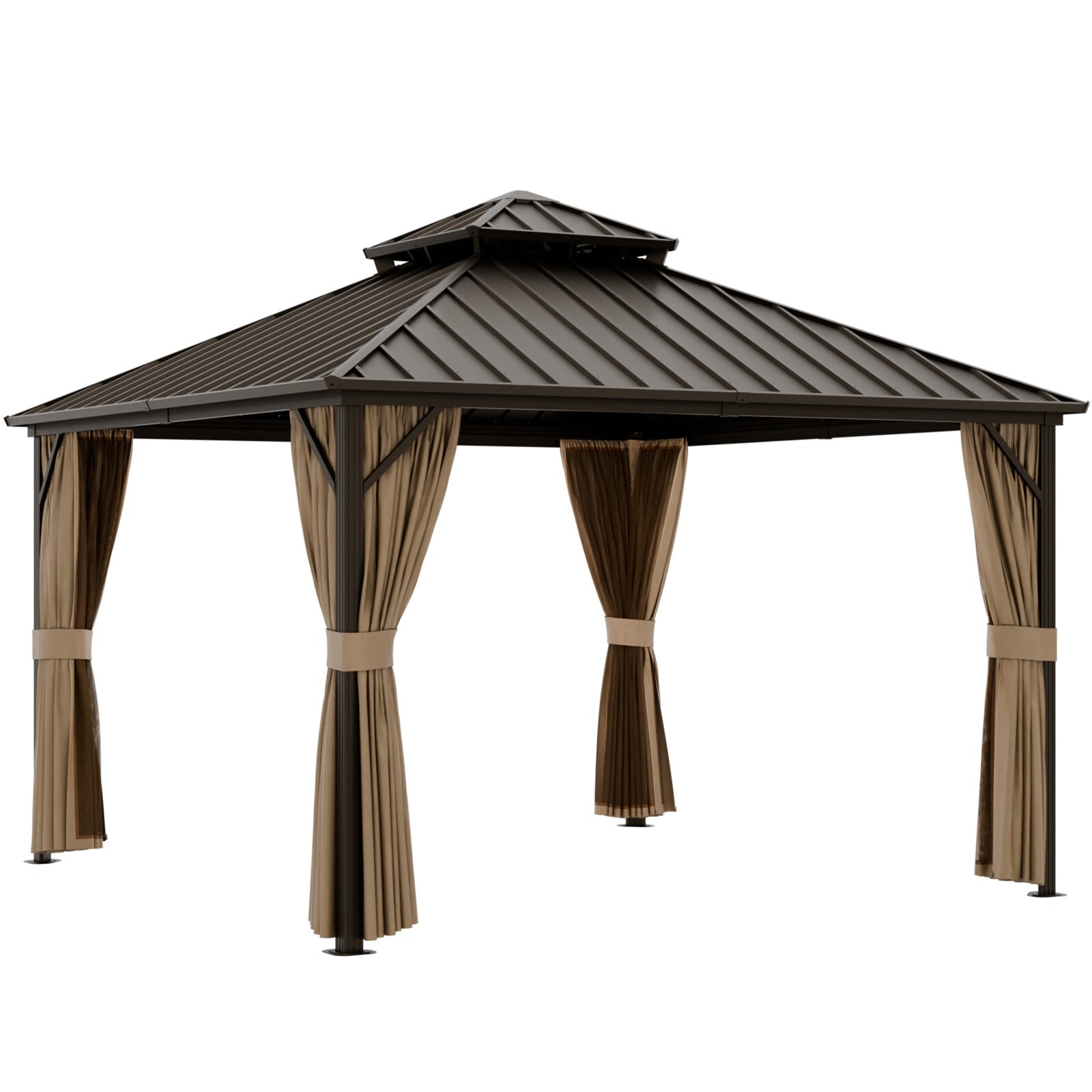 EAGLE PEAK 12x12 Galvanized Steel Double Roof Hardtop Gazebo