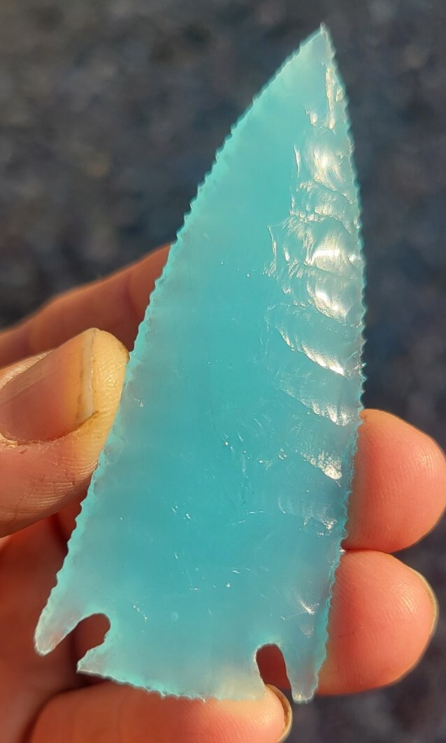 Glass Slab Sky Blue Tiffany Blue Cabochon Bead Flint Knapping Display