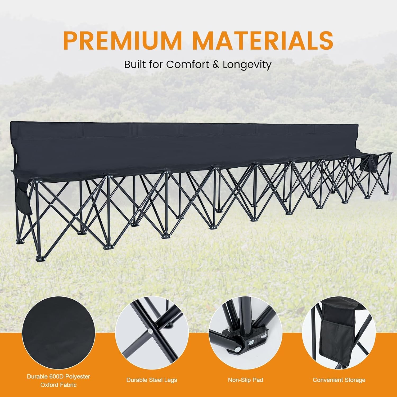 NAIZEA 4/6/9-Seater Sports Bench Folding Bench Chair Sideline Bench for Sports