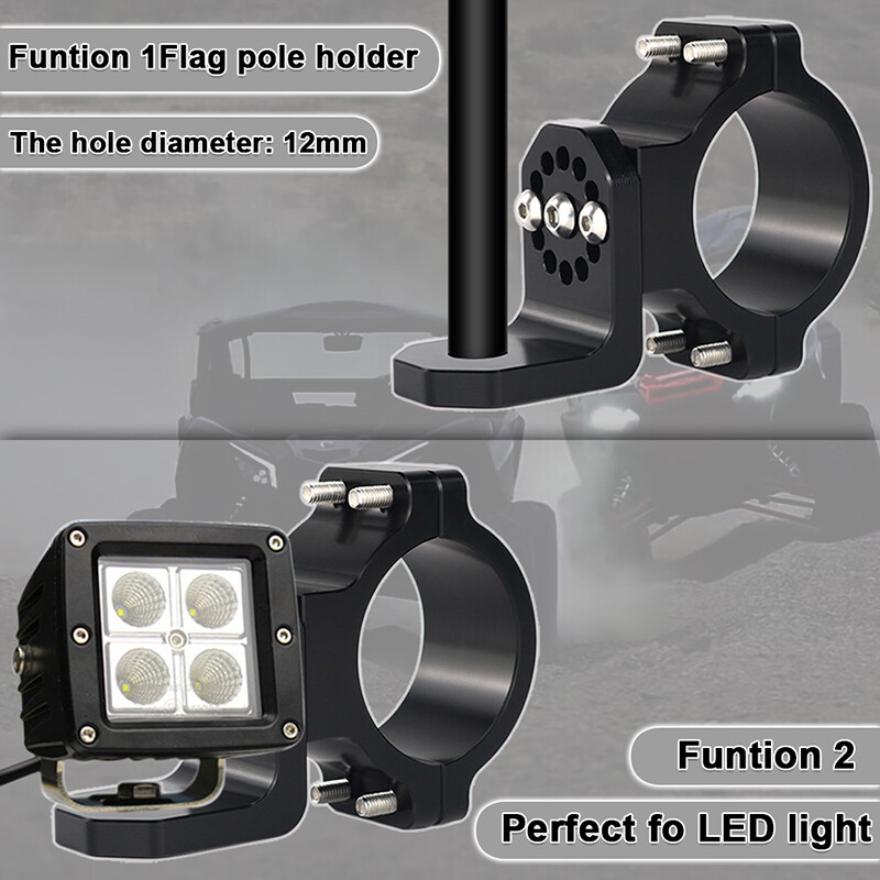 1 PC UTV 1.75" Adjustable Whip Light Mount Flag Mount Bracket Fit For Massimo