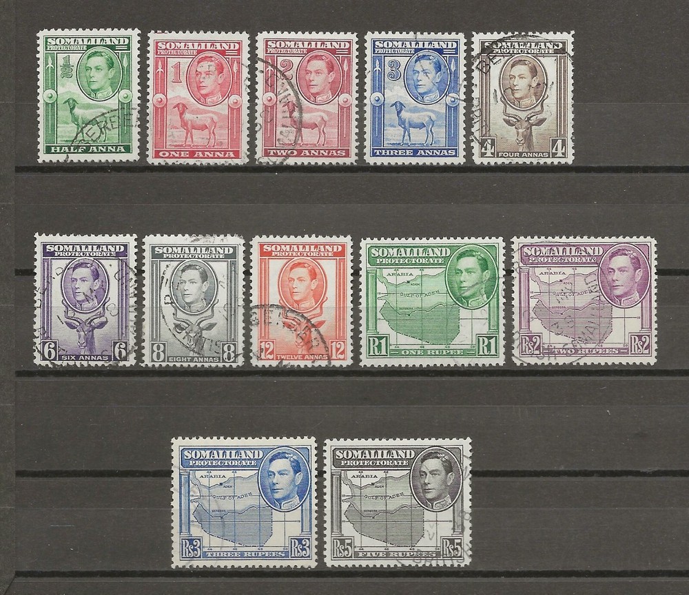 SOMALILAND 1938 SG 93/104 USED