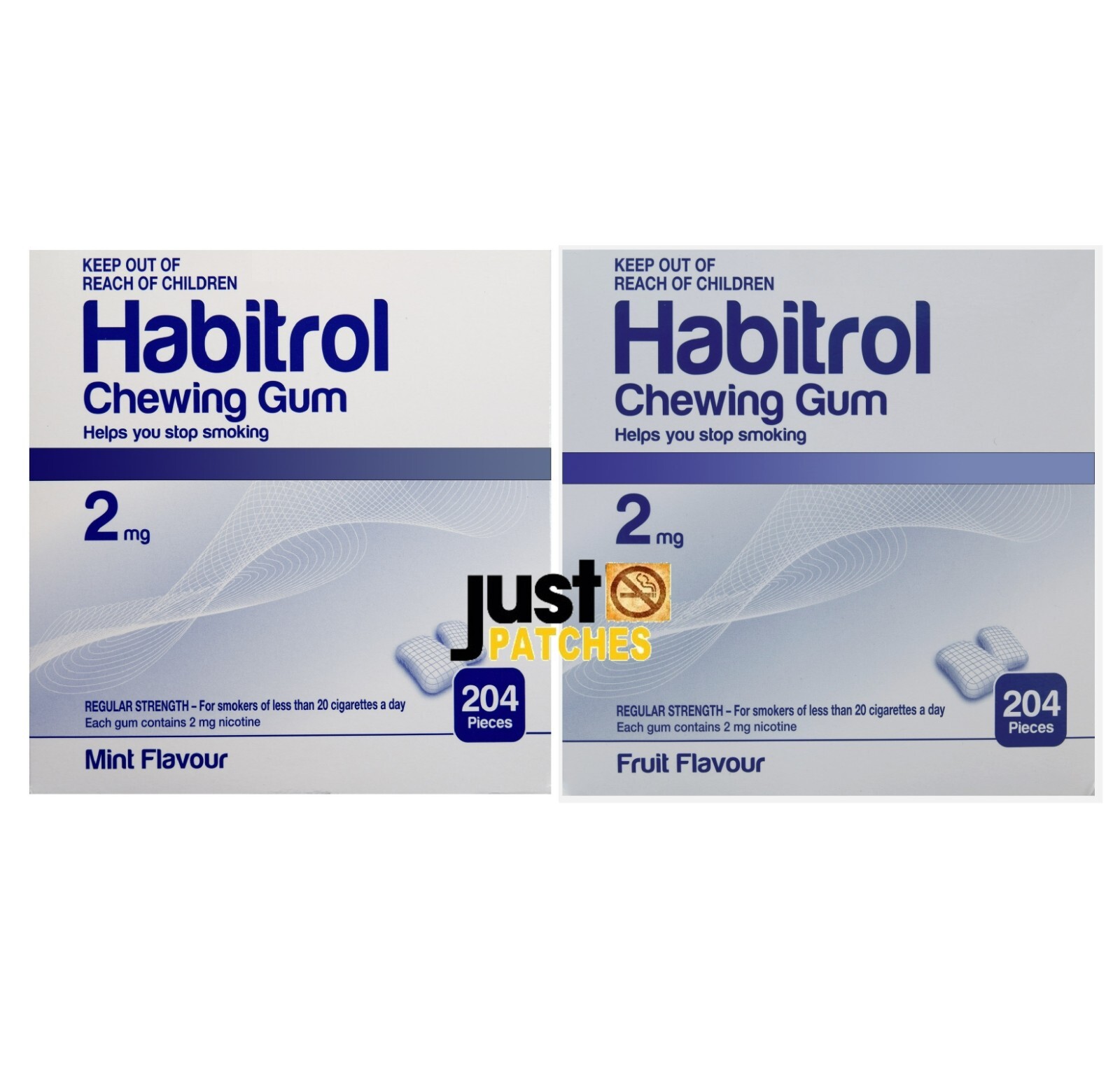Habitrol Nicotine Gum 2 mg MINT & FRUIT combo (1632 pieces, 8 boxes) NEW 01/2025