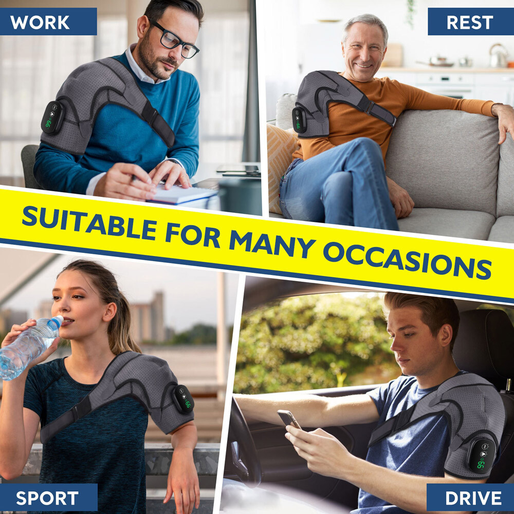 Electric Heated Shoulder Massager With Vibration Massage Brace Joint Pain Relief