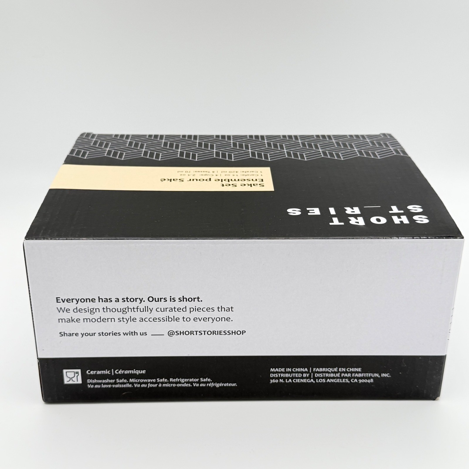 Short Stories Sake Set Carafe & 4 Cups Ceramic 14oz Modern Geometric