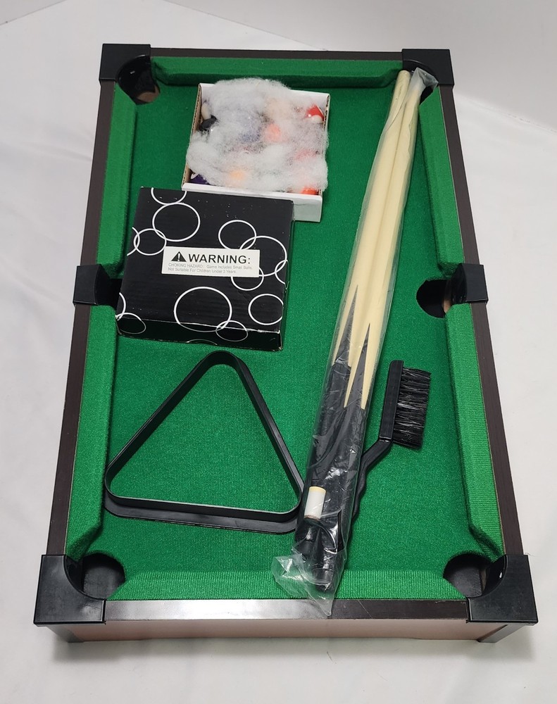 Miniature 20x12" Tabletop Billiards POOL TABLE SET Complete - USED ONCE **READ**