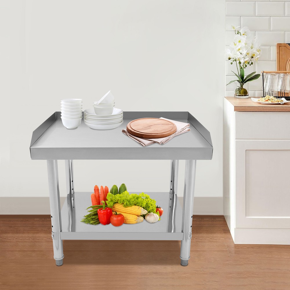 Adjustable Stainless Steel Work Table with Double-Tier Design for Versatile Use