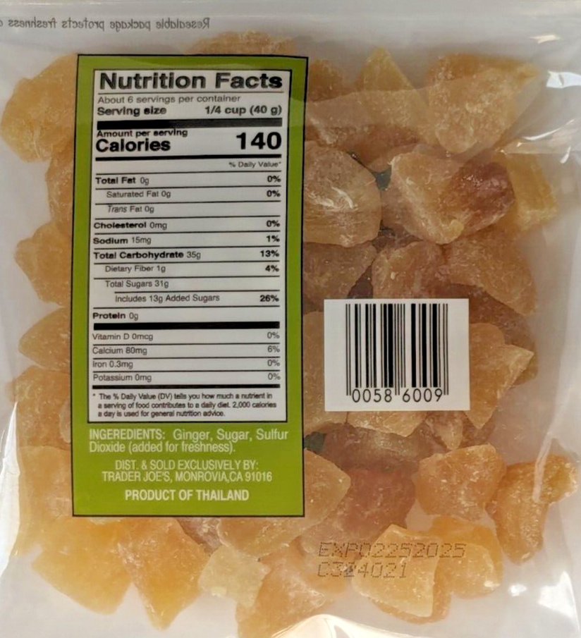 Trader Joe's Uncrystallized Candied Ginger 8oz (227 g)