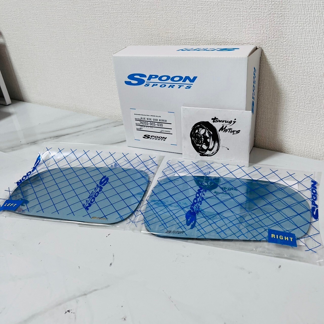 SPOON BLUE WIDE DOOR MIRROR For HONDA INTEGRA DC5 76203-DC5-030 New