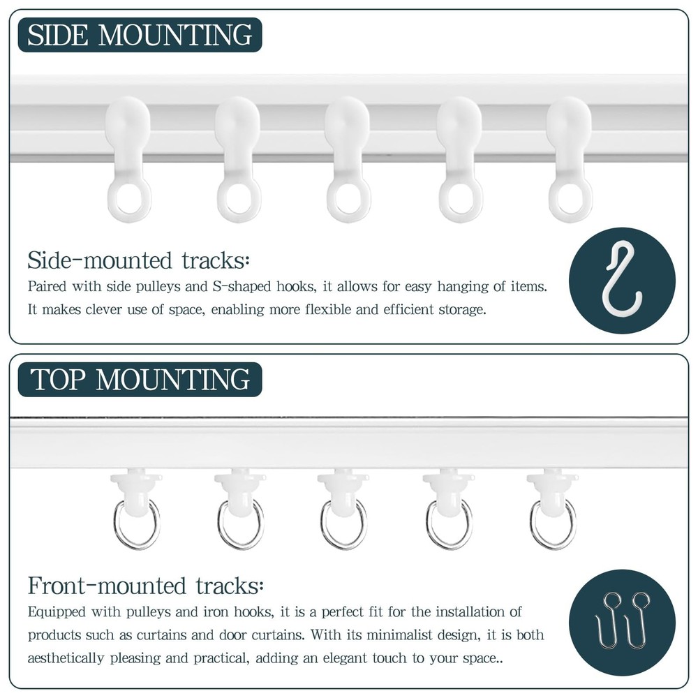Adhesive Ceiling Curtain Track, Paste Type No Need to Drill, Suitable for Smo...