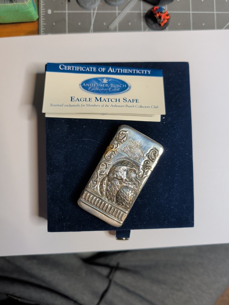 Anheuser-Busch Eagle Silver Match Safe with Original Box With Certificate. No 56