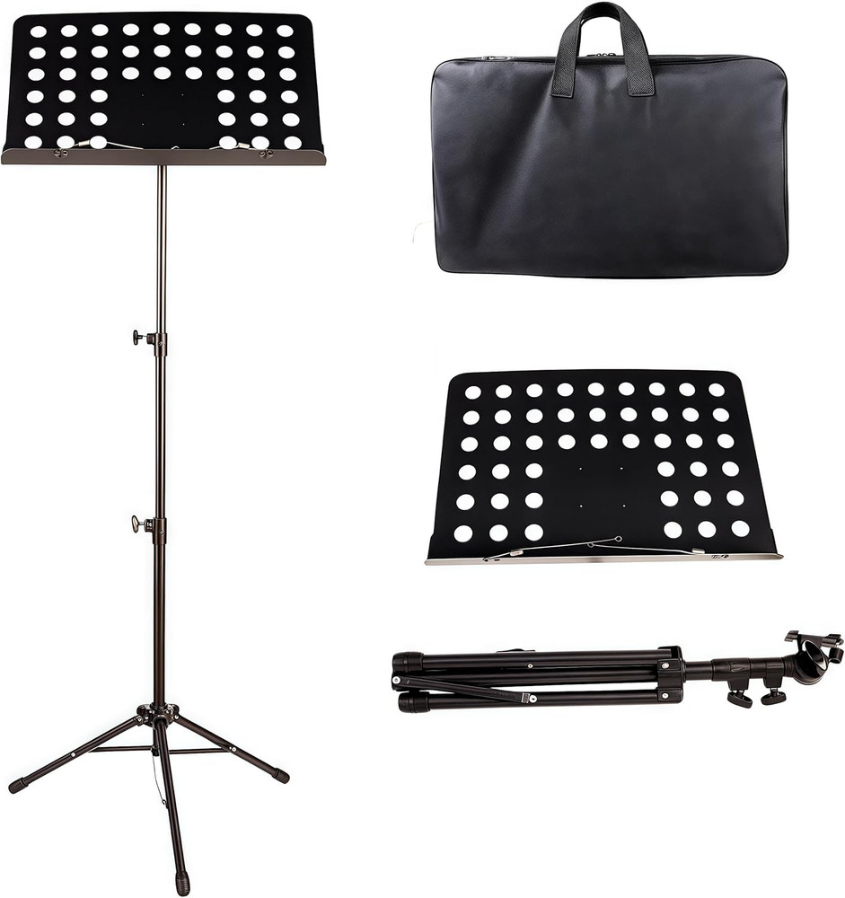 Folding Music Stand Portable Sheet One-Step Setup Tool-Free Height Adjustment