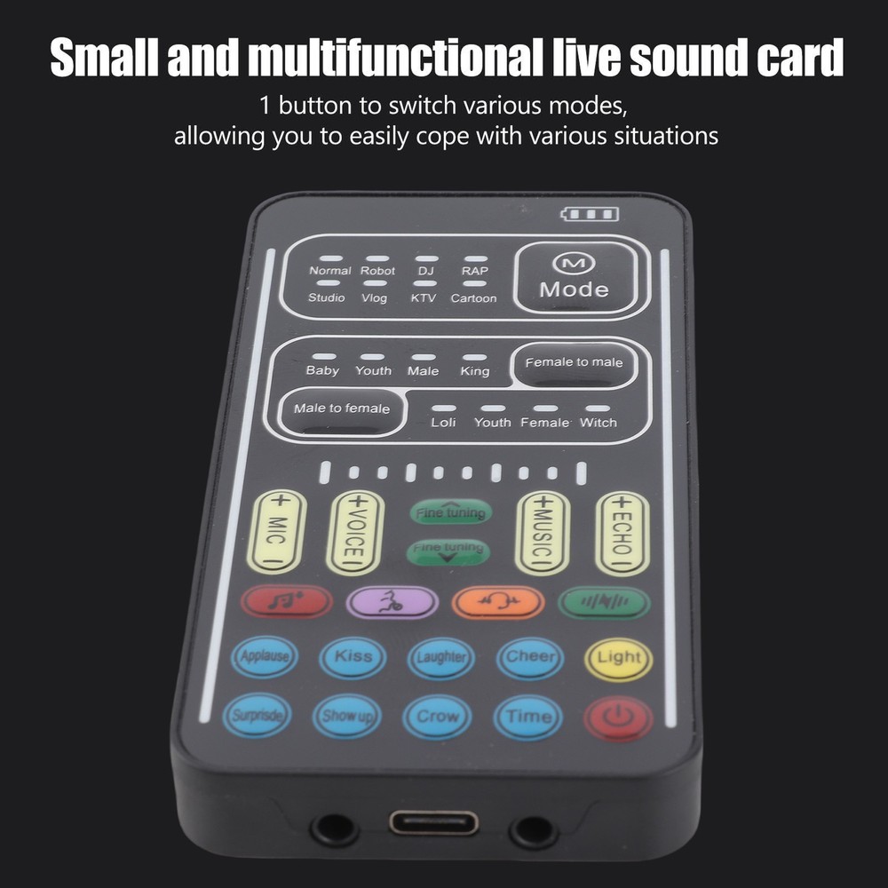 Rechargeable Mini Voice Changer with 8 Changing Modes, 8 Funny Effects