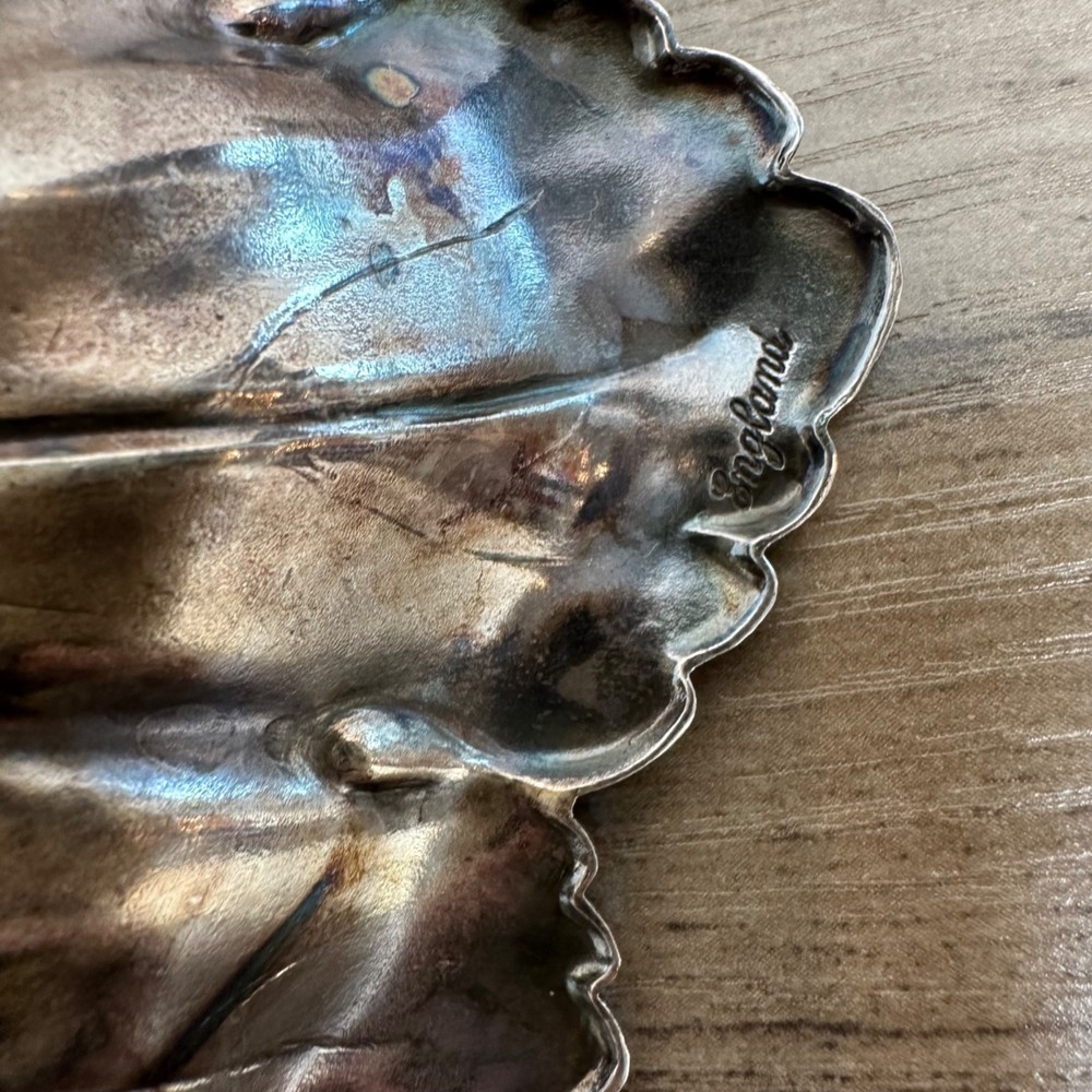Barker Ellis Silverplate Leaf Dish Trinket Holder Plate Small Vtg Pineapple