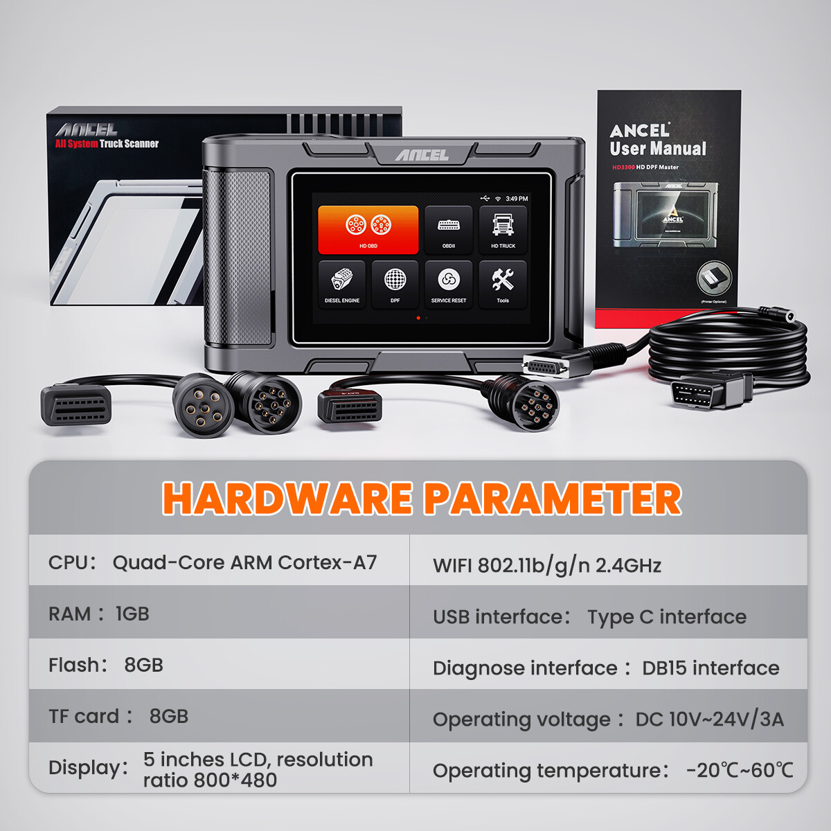ANCEL Heavy Duty Truck Scanner DPF Regen for Freightliner Kenworth International