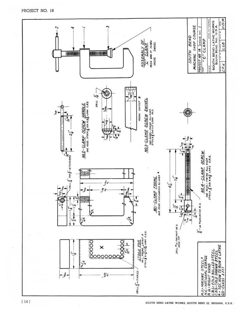 South Bend Machine Shop Course Training Instruction Manual #914