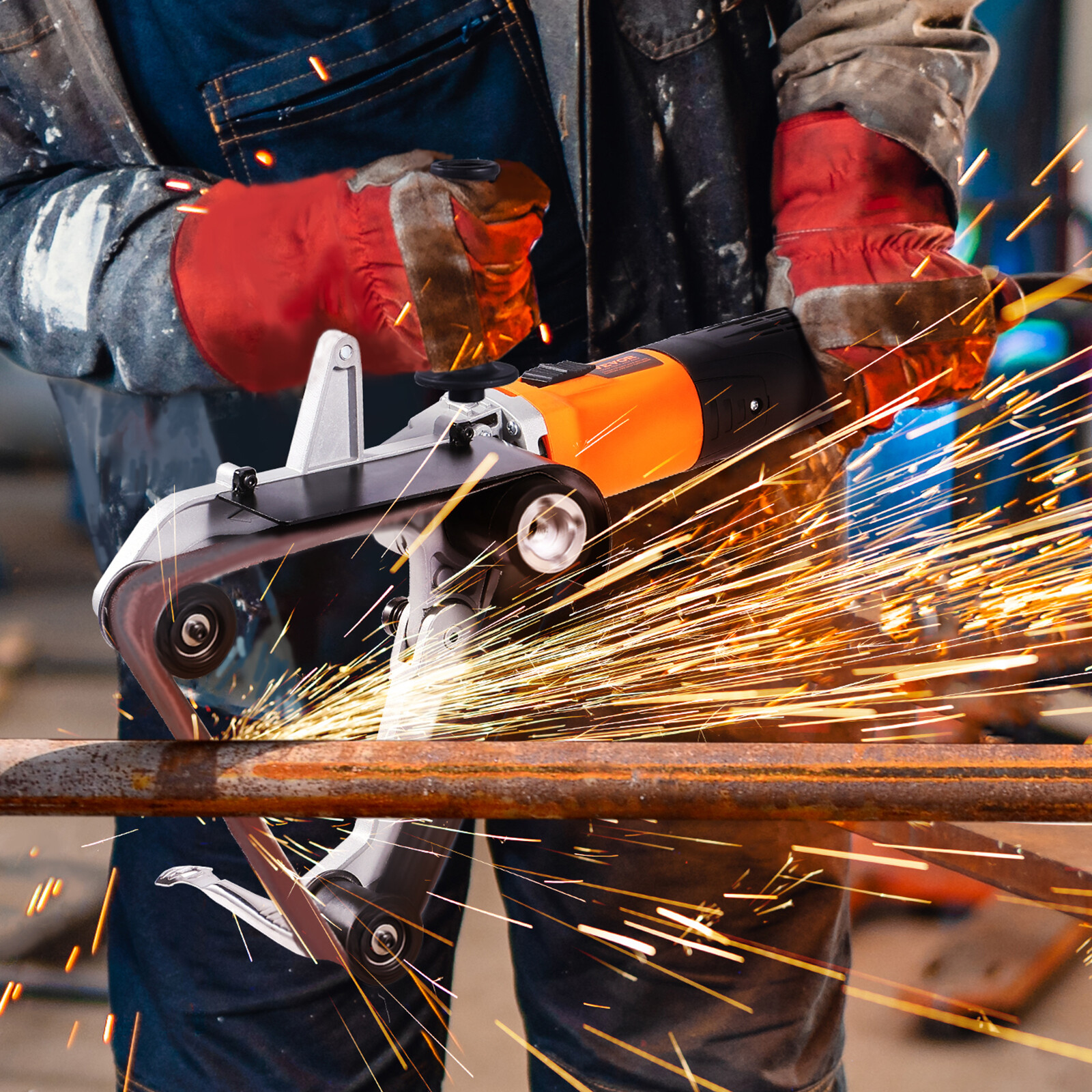 VEVOR Belt Sander Adapter for Angle Grinder Pipe Sanding Attachment 10PCS Belts