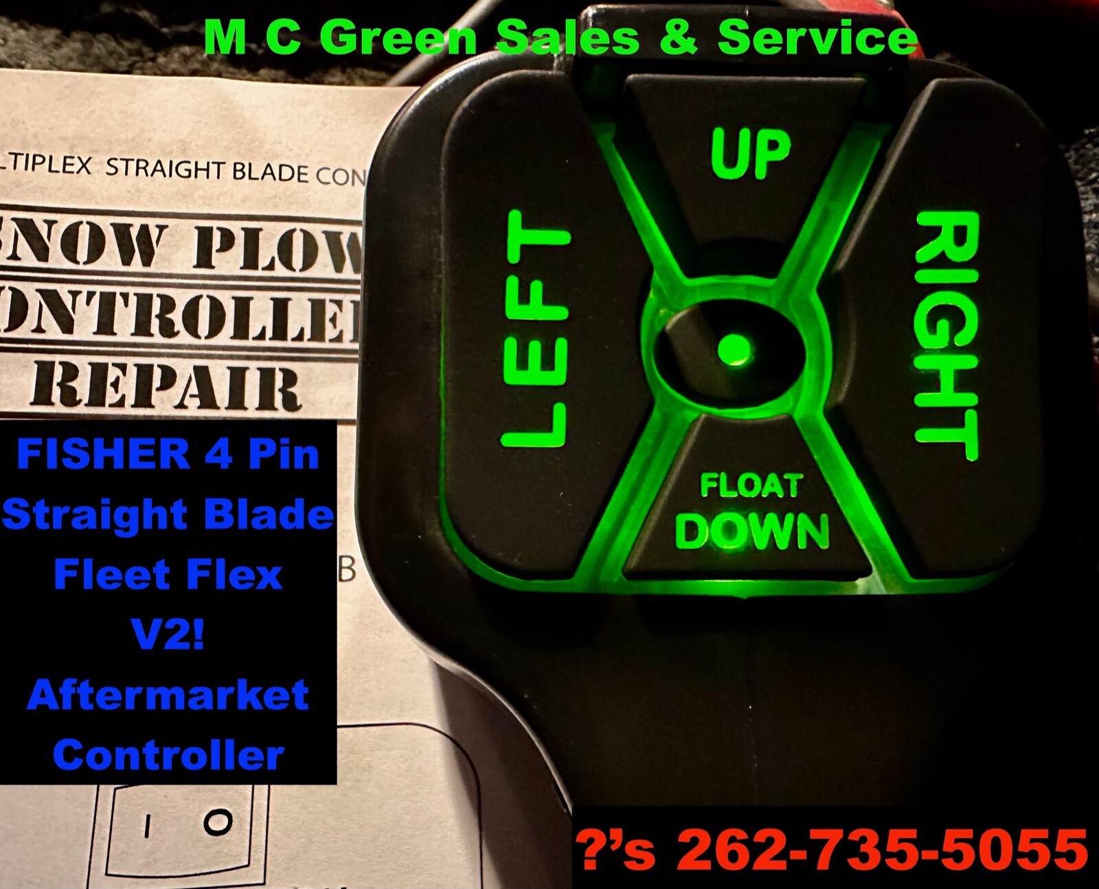 NEW V2 4 PIN FISHER STRAIGHT BLADE SNOW PLOW A.M. HANDHELD CONTROLLER WHITE PLUG