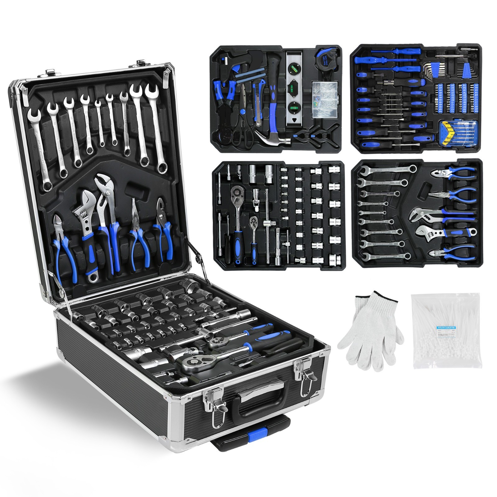 909 PCS Mechanics Tool Set Metal Case Socket Wrench Set Tool Kit