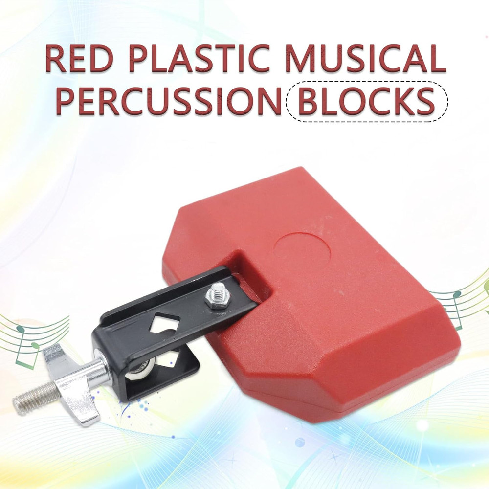 5" Jam Block, Red Plastic Musical Percussion Blocks, Adjustable Mounting Bracket