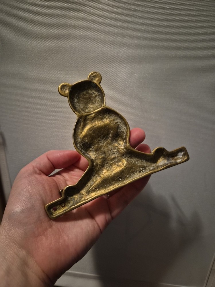 Vintage Brass Bear Key Holder Rack