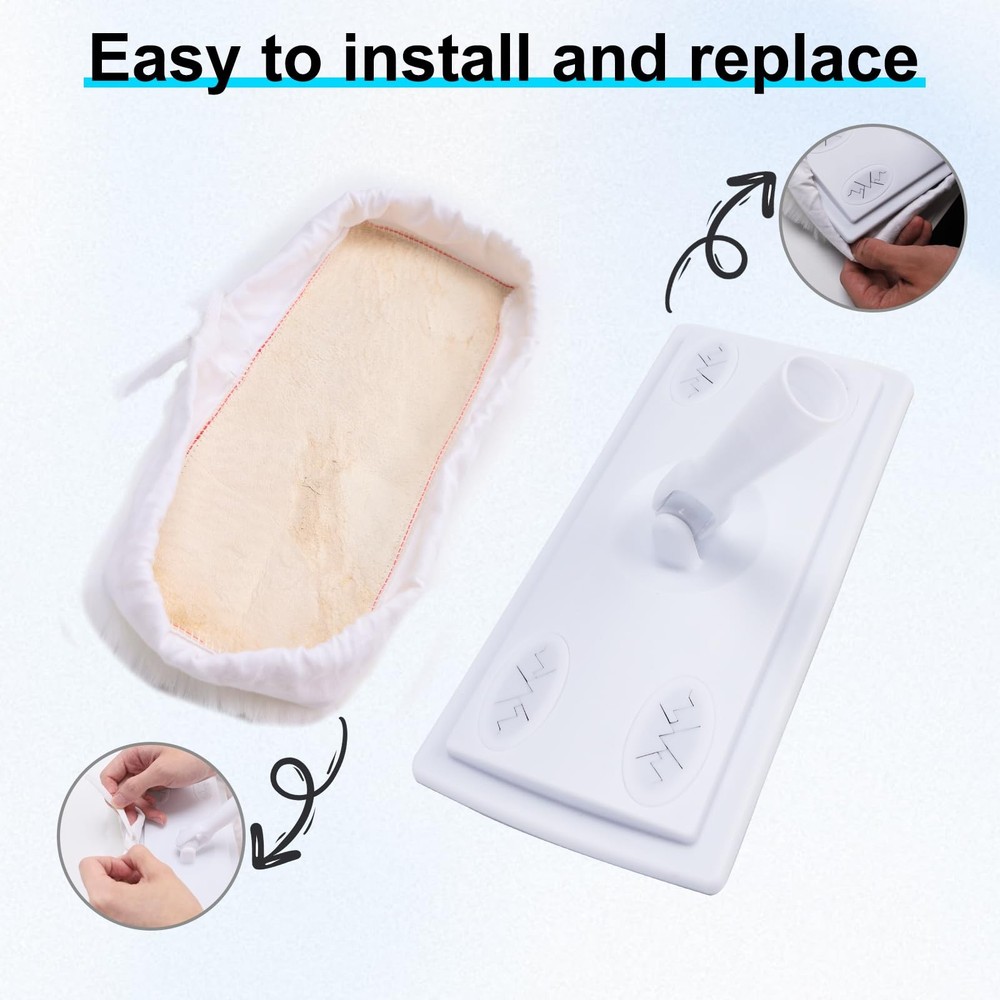 360° Adjustable Lambswool Applicator Kit, Extendable Lambskin Deck White