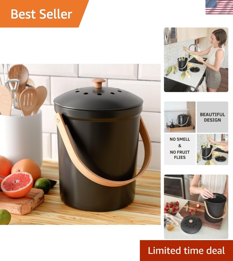 Beautiful Kitchen Compost Bin with Smell Proof Lid - Rust Proof and Odorless ...