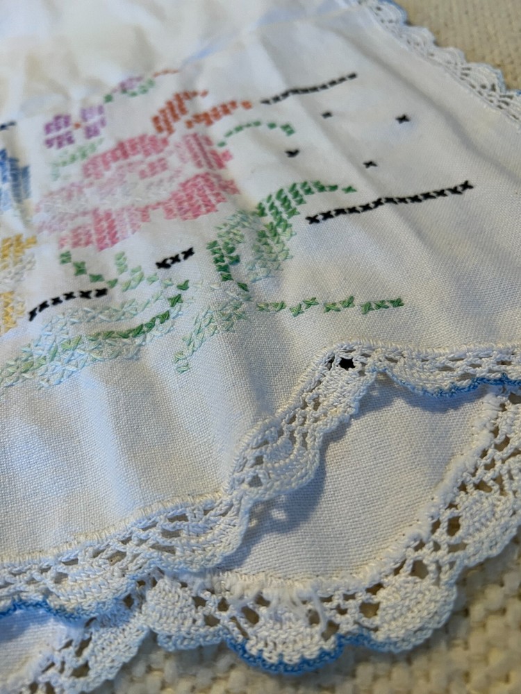 Needlepoint Table Runner with Flowers
