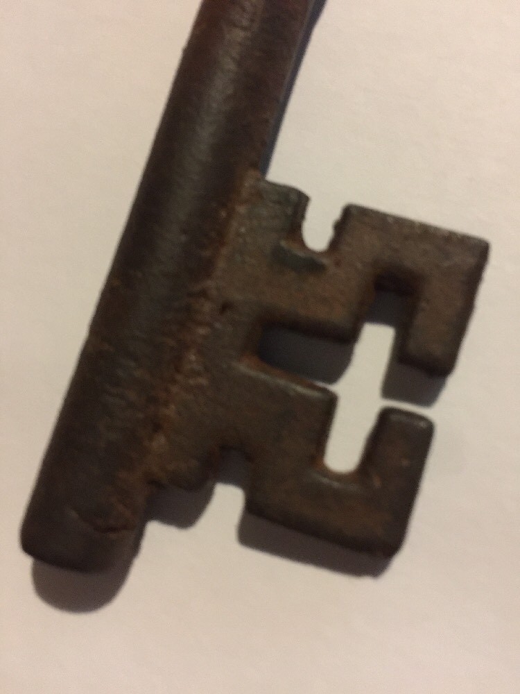 Victorian Master Door Cast Iron Skeleton Key HUGE Cathedral Patina Collector DAM