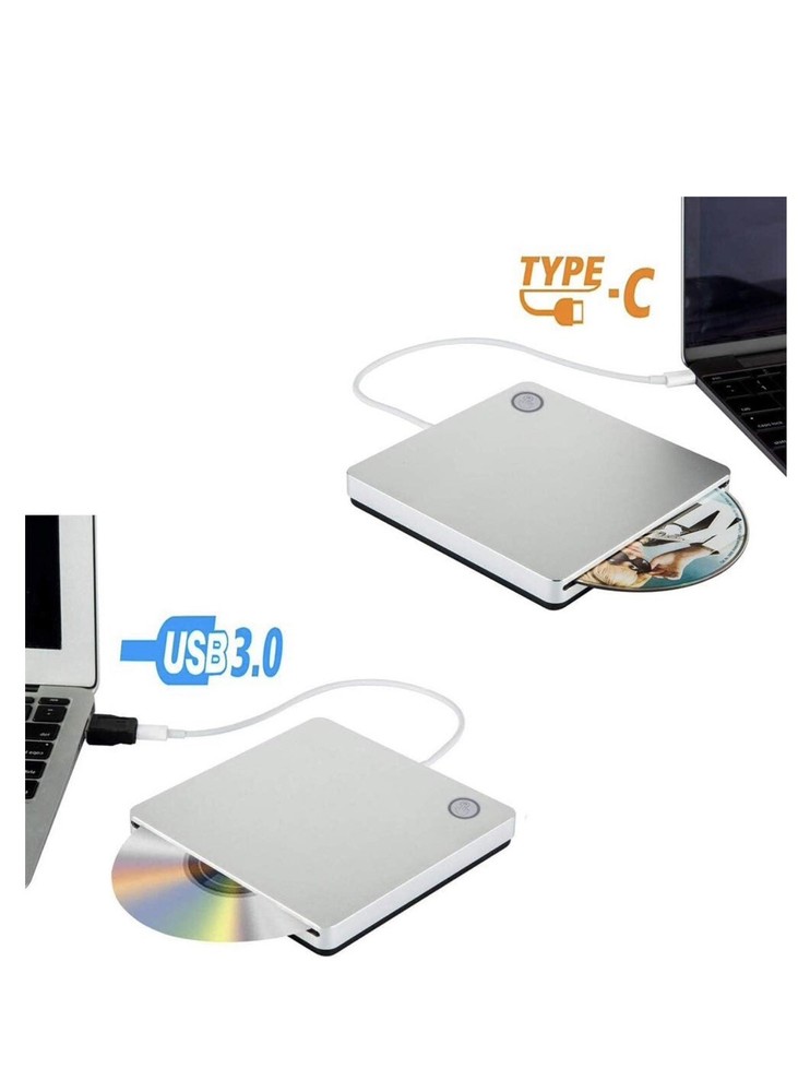 External CD DVD Drive, USB 3.0 Type-C Smart Touch Button Laptop/Window 10 NEW