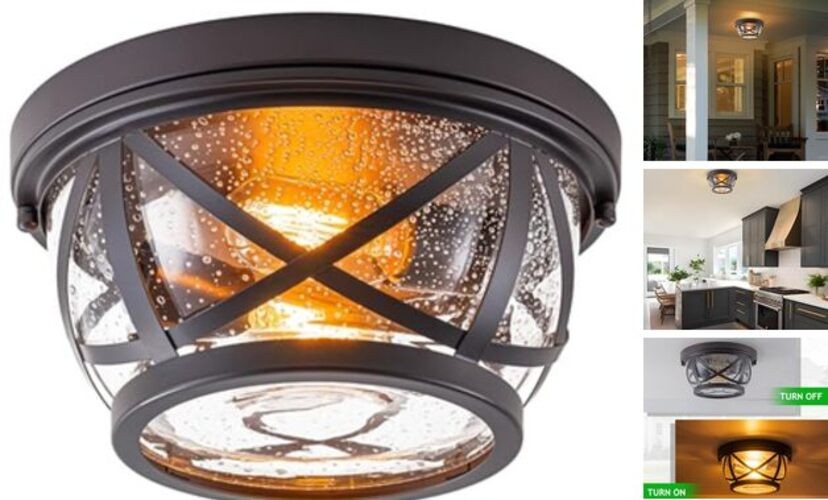 Flush Mount Ceiling Light Fixtures, 2-Light Ceiling Mount for Industrial Bronze