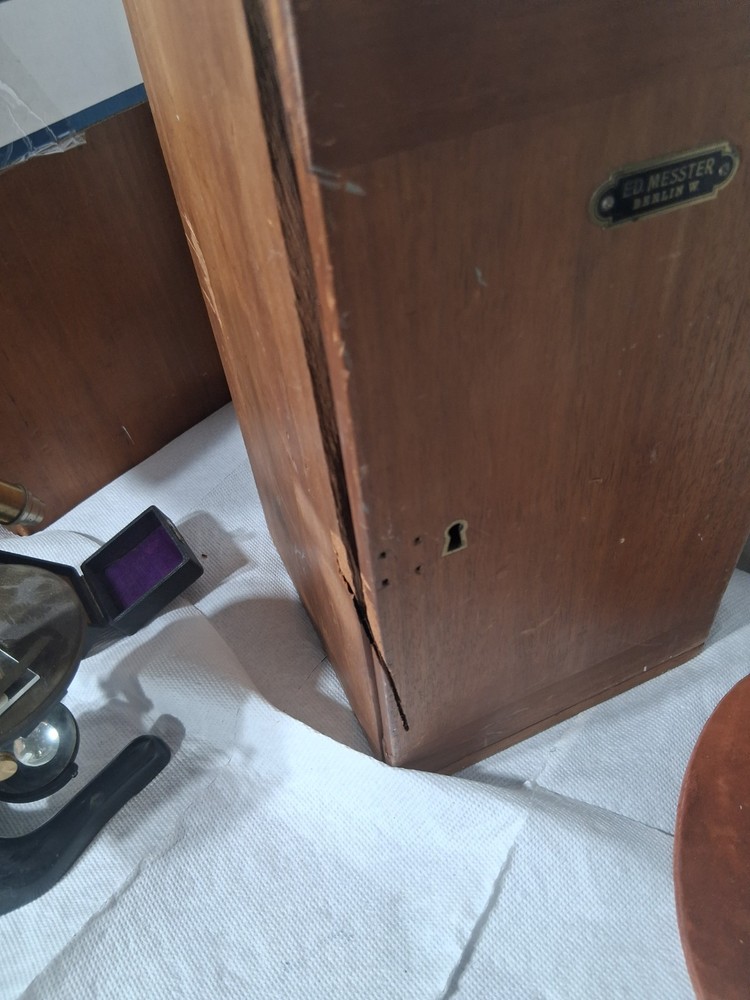 Antique E. Ed Messter Universal Brass Bacterial Microscope 1880s With Box