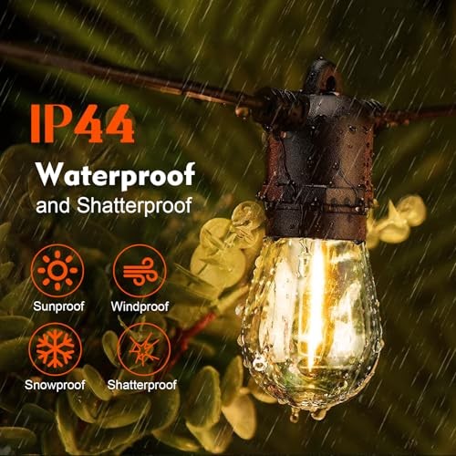 S14 LED Bulbs for Outdoor String Lights, Shatterproof Replacement 36 Pack Warm