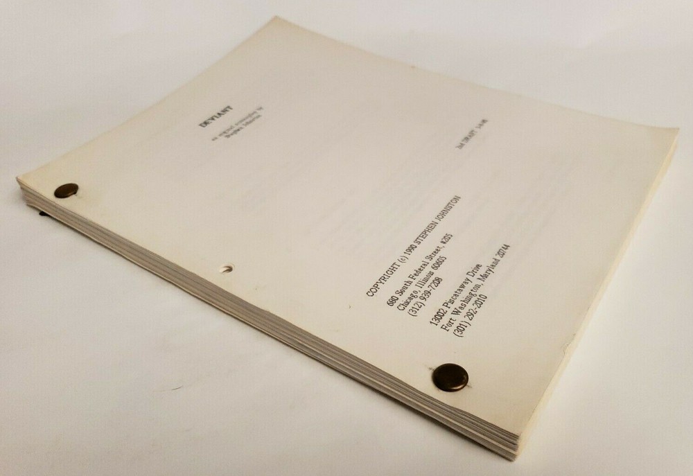 DEVIANT / Stephen Johnston 1990 Unproduced Movie Script Screenplay, 2nd Draft