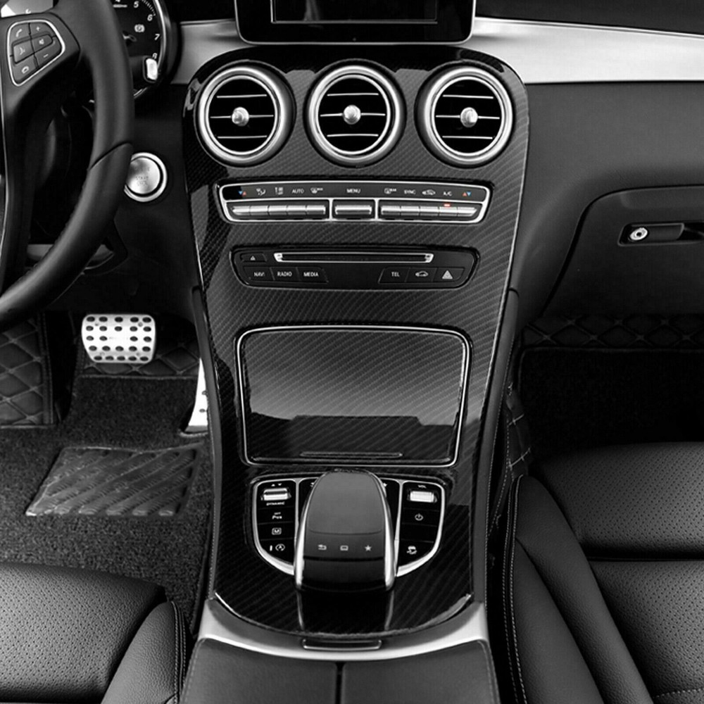 Carbon Pattern Console Gear Shift Panel Trim For Mercedes C GLC Class C300 W205