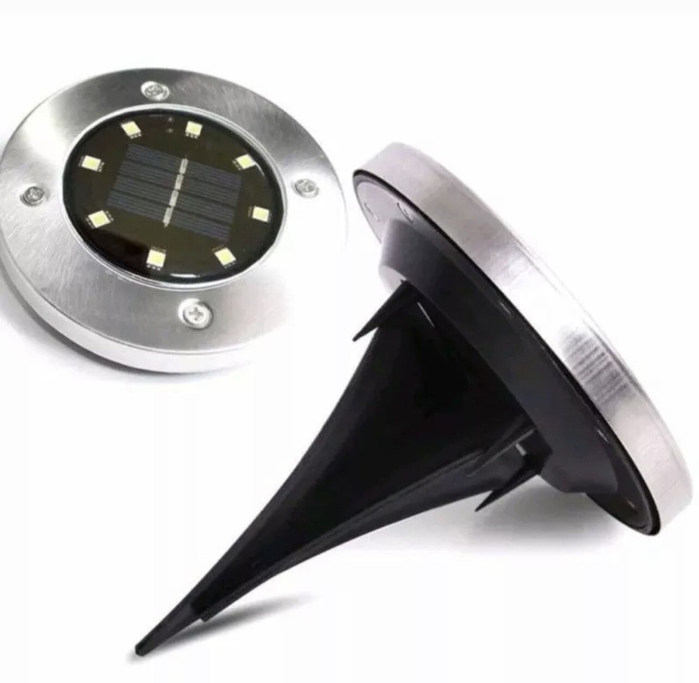 4x Disk Light Spotlight Twilight Garden 8 LED with Solar Panel