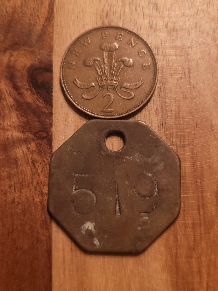 Vintage Brass Octagonal NCB MANTON Mining Pit Colliery Safety Check Token