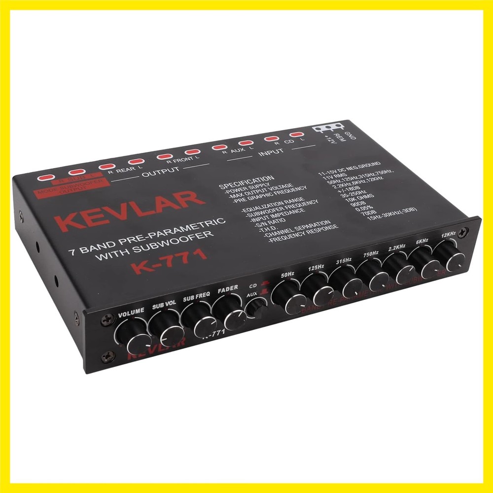 7 Band Car Audio Graphic Equalizer, Variable Gain Adjustment High Level Input...