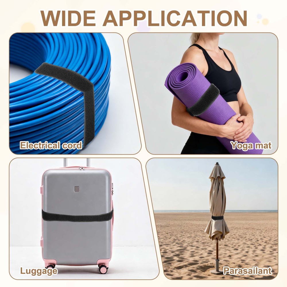 6pcs Reusable Cinch Straps 1"x7.9" Hook and Loop Cable Securing Straps, Black