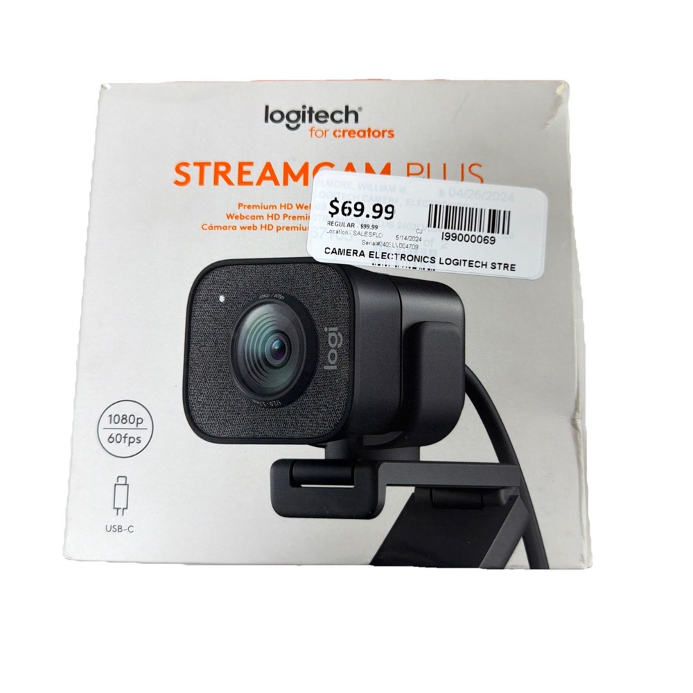 CAMERA ELECTRONICS LOGITECH STREAMCAM PLUS, #2403LV004709; NIB (I99000069)