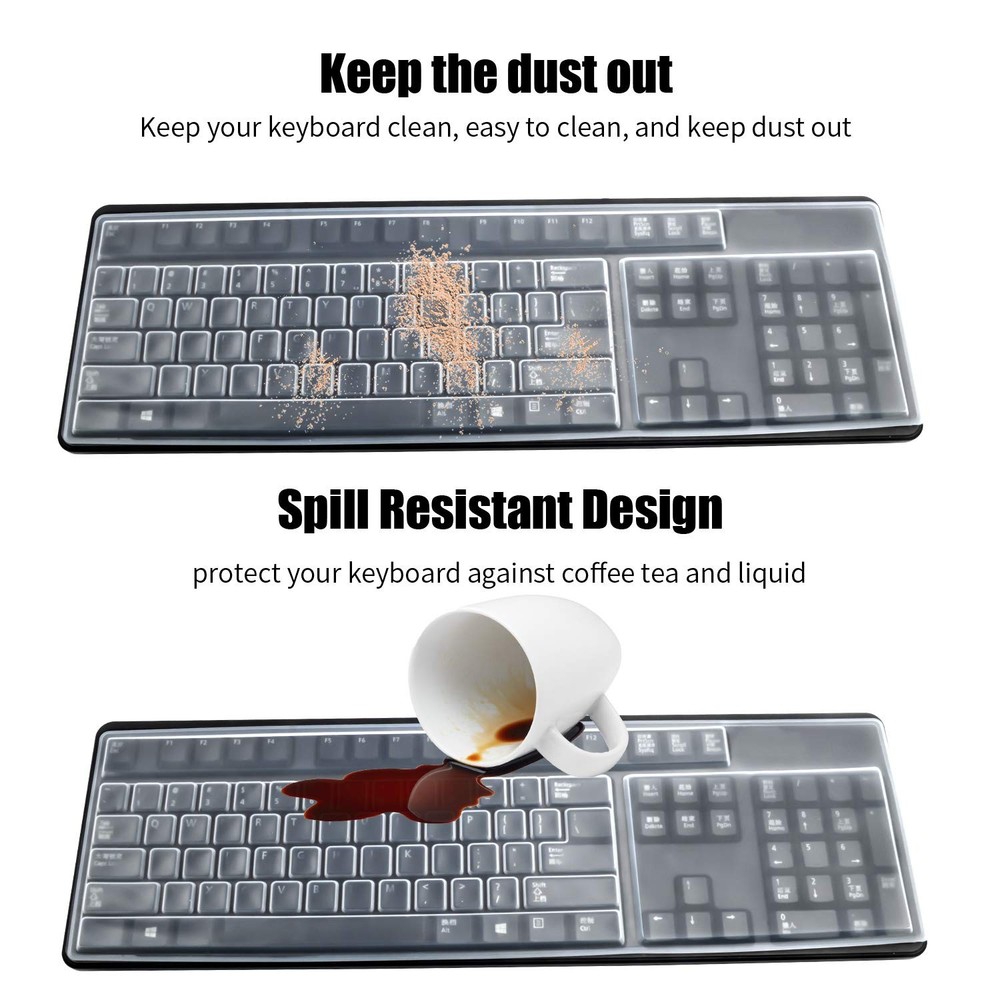 2 Pack Clear Desktop Computer Keyboard Protection Skin Protector Cover for PC