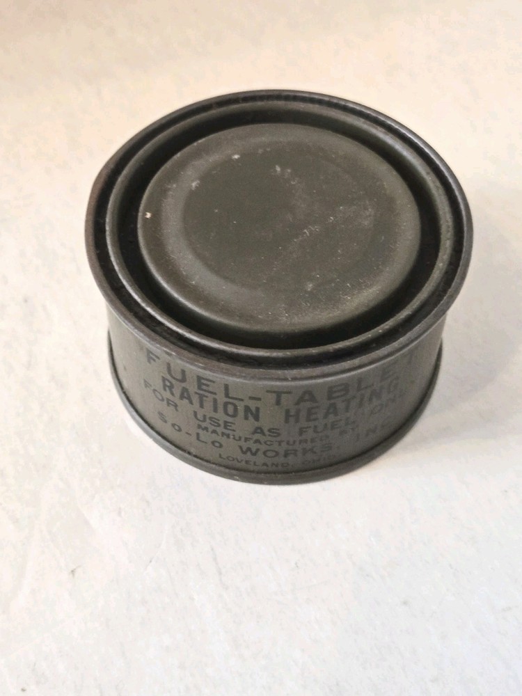 ORIGINAL WWII US ARMY MESS RATION FUEL TABLET HEATING TABLET TIN