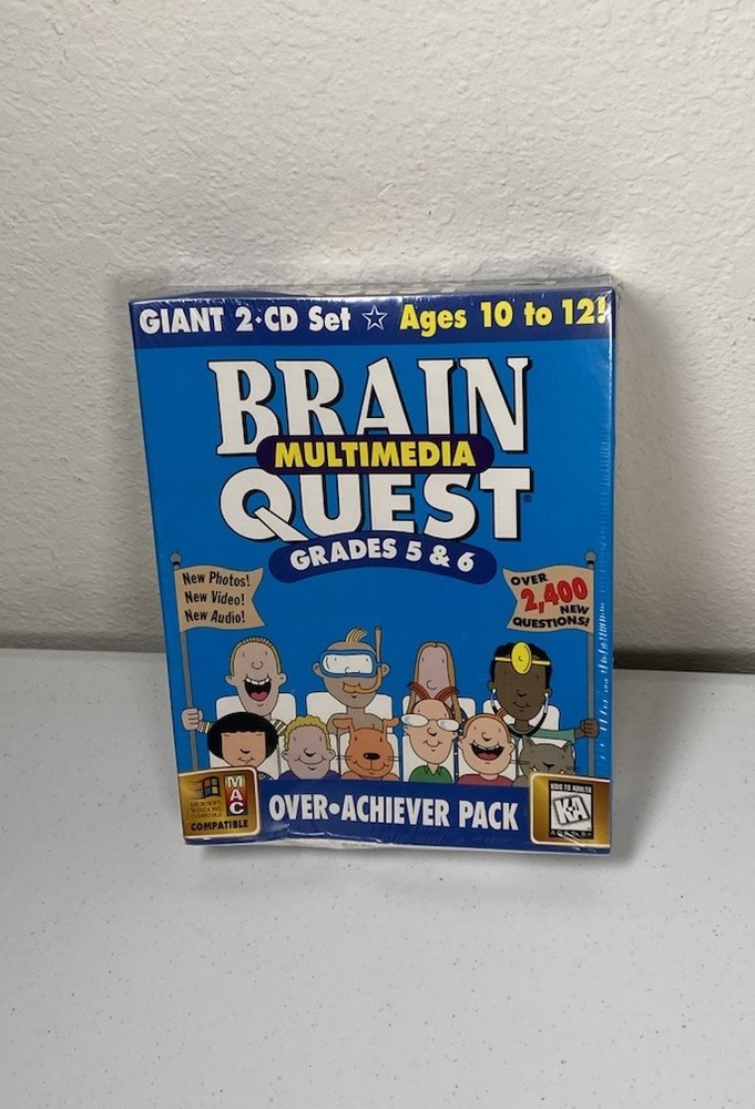 NEW Brain Quest 2 CD Set Grades 5&6 CD-Rom Over Achiever Pack Computer Game