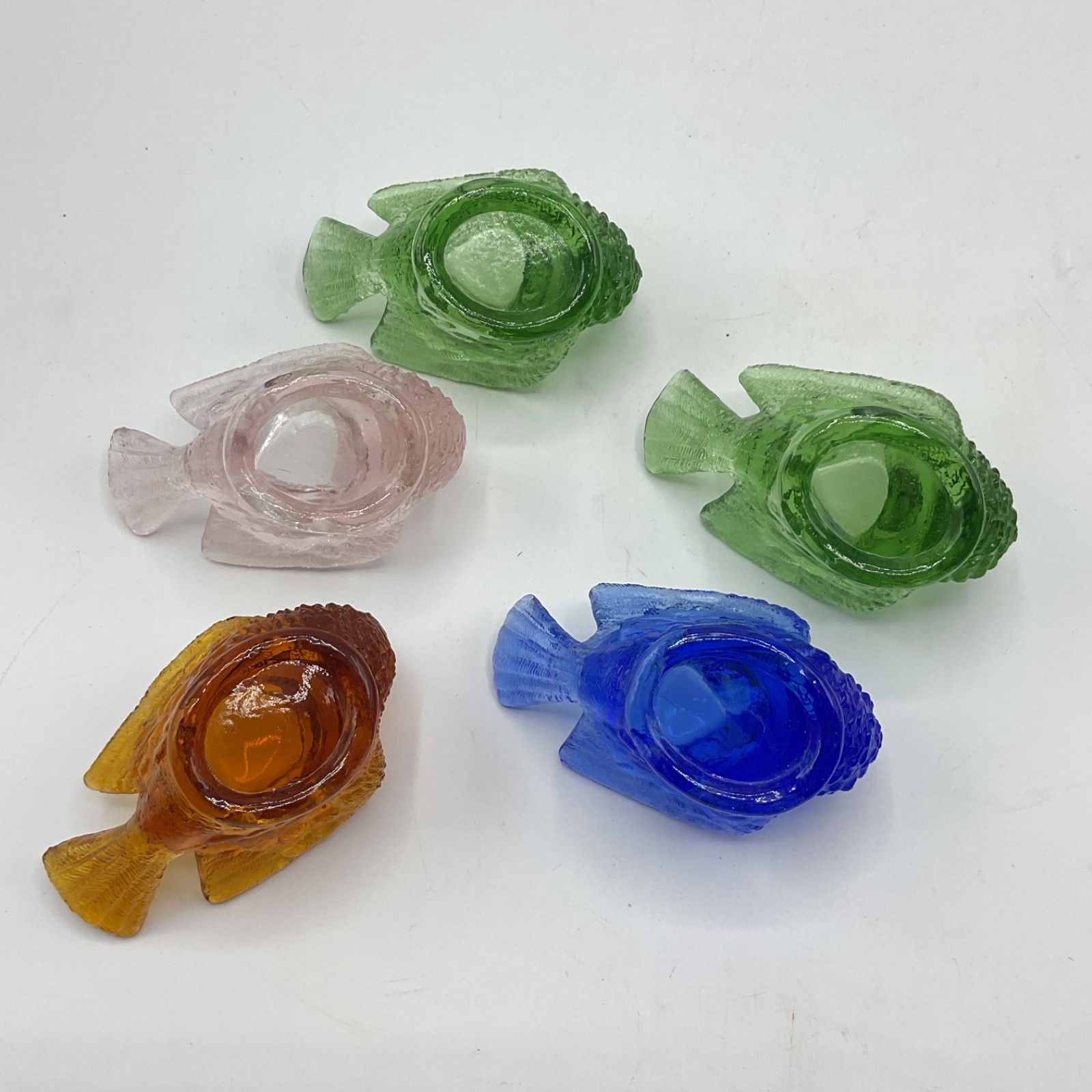 5 Degenhart Glass Bird Berry Open Salt Dip Cellar Candleholder Whimsy Trinket