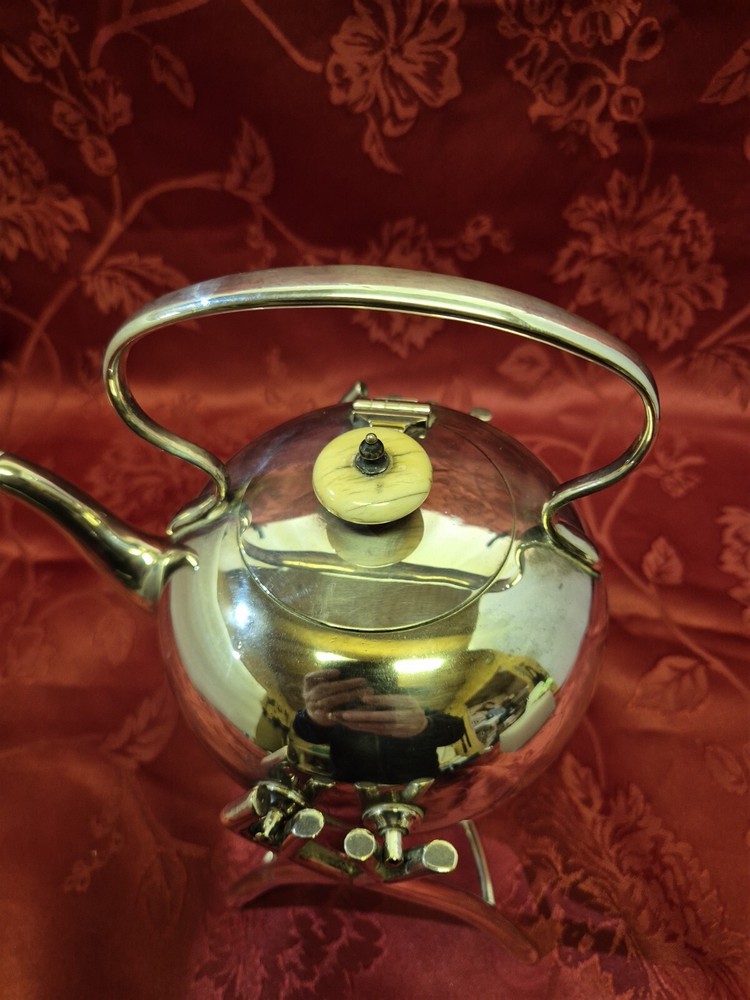 Antique Maplin And Webb Silver Plated Tilting Tea Pot On Stand With Burner.