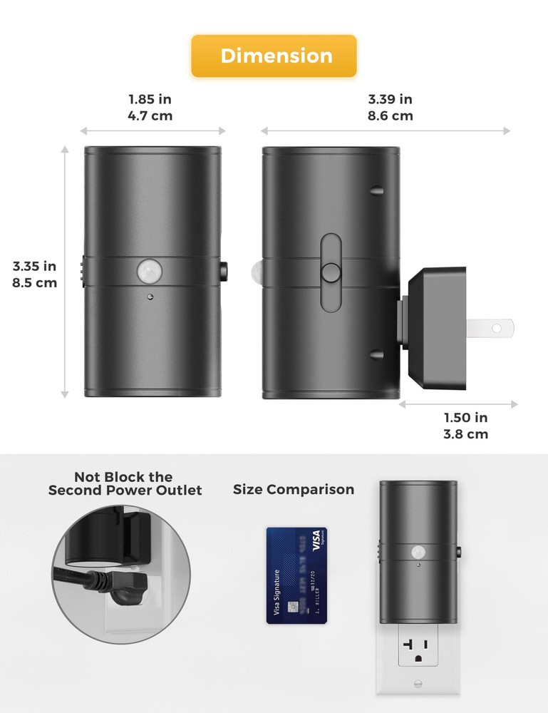 Motion Sensor Night Light Plug in, 2 Pack, Motion Activated Night Light, 0-10...