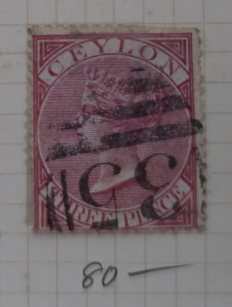 1872, QV, Ceylon, 3d Rose